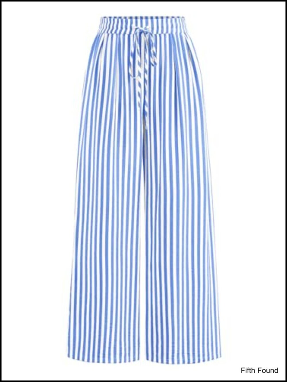 Lightweight Elastic Waist Striped Palazzo Pants with Pockets